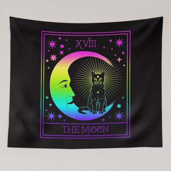 Item preview, Tarot Card Crescent Moon and Cat Pastel Goth Wiccan Witch designed and sold by YoungTo.