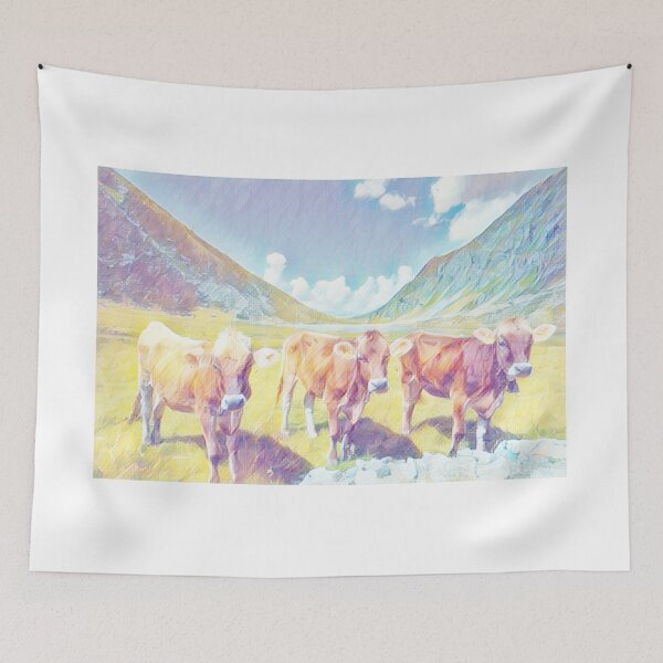 Item preview, colorful cows in the mountains designed and sold by ToniStauche.