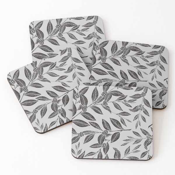 Item preview, Coffee Tree Leaves Black Pattern on Gray designed and sold by sifis.