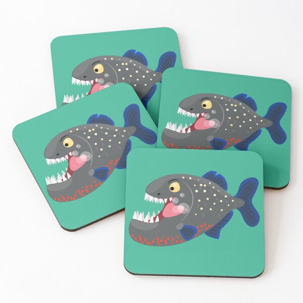 Item preview, Hungry funny piranha cartoon illustration designed and sold by FrogFactory.