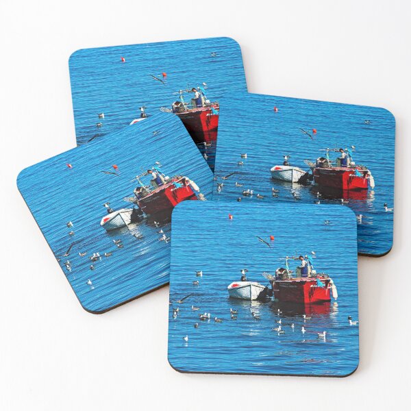 Item preview, Fishing Red Boat Sea Seagulls Seascape designed and sold by worldways.