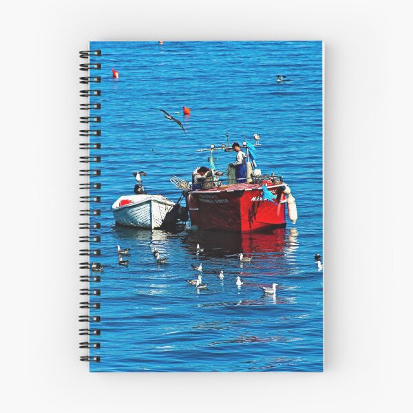 Item preview, Fishing Red Boat Sea Seagulls Seascape designed and sold by worldways.