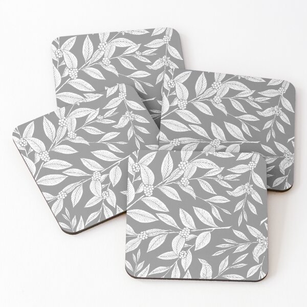 Item preview, Coffee Tree Leaves White Pattern on Gray designed and sold by sifis.