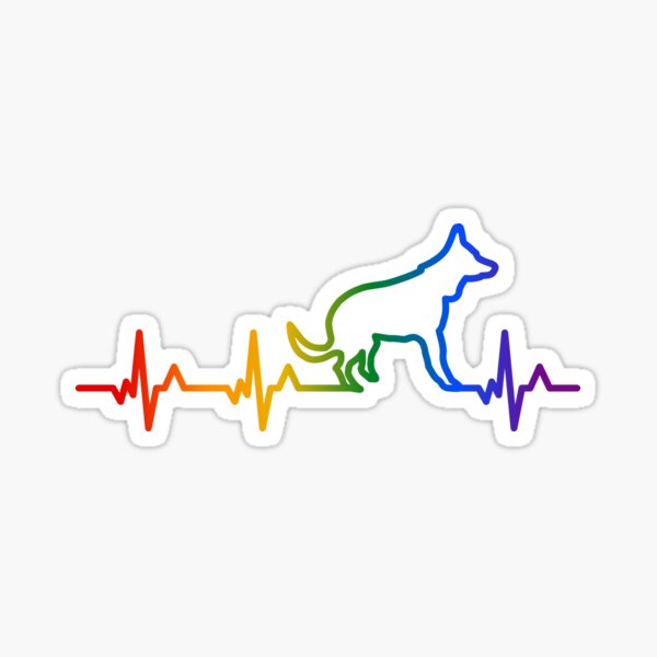 Dog Heartbeat in Rainbow Sticker