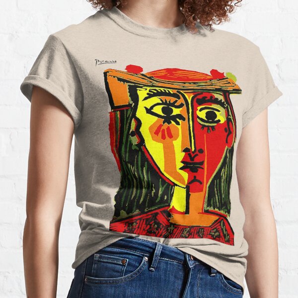Pablo Picasso mujer en un sombrero 1962 camiseta, ilustraciones, camiseta, camiseta, jersey, póster, ilustraciones Camiseta clásica