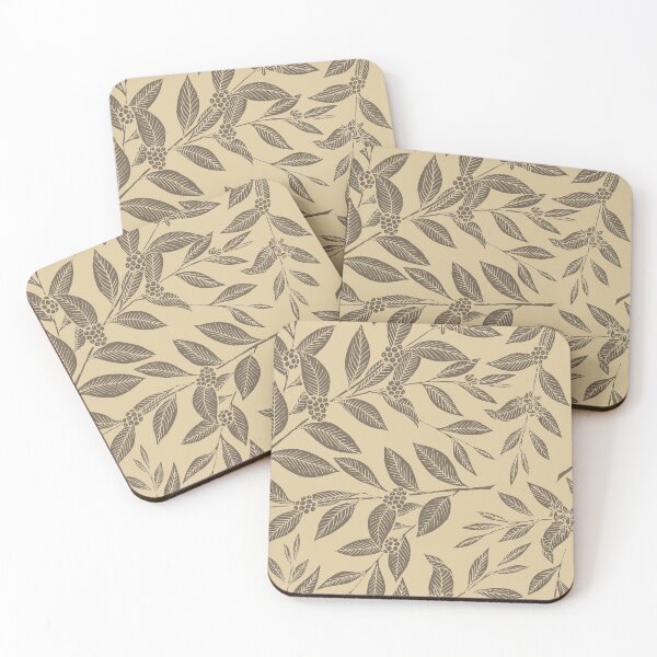 Item preview, Coffee Tree Leaves Brown Pattern on Beige designed and sold by sifis.