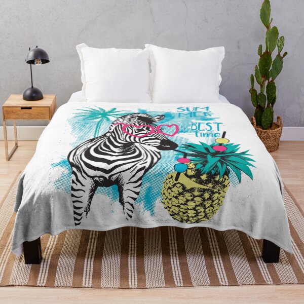 Item preview, Zebra Resting on a Beach With a Pineapple Cocktail designed and sold by PineappleTee.