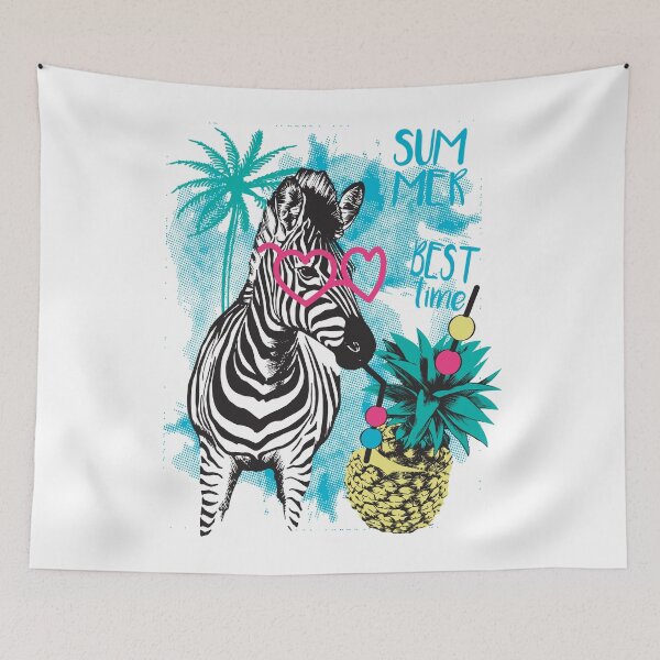 Item preview, Zebra Resting on a Beach With a Pineapple Cocktail designed and sold by PineappleTee.