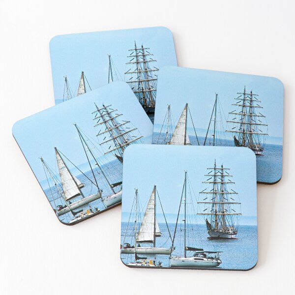 Item preview, Anchored Sailboats Fishing Boats Tall Ship Boatyard designed and sold by worldways.