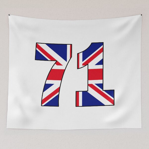 Item preview, Number 71 with UK flag on the background designed and sold by AllShirts21.
