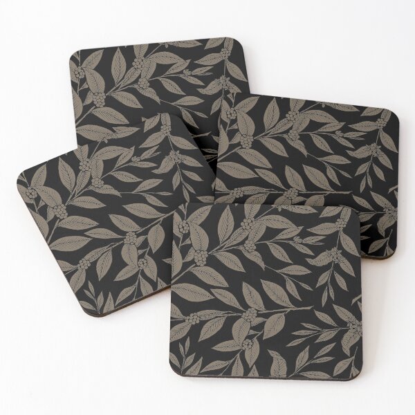 Item preview, Coffee Tree Leaves Brown Pattern on Black designed and sold by sifis.