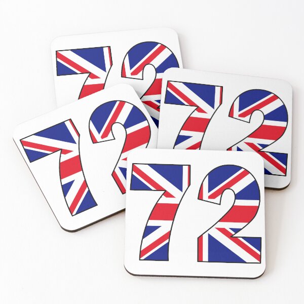 Item preview, Number 72 with UK flag on the background designed and sold by AllShirts21.