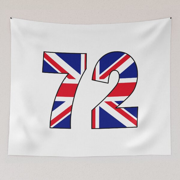 Item preview, Number 72 with UK flag on the background designed and sold by AllShirts21.