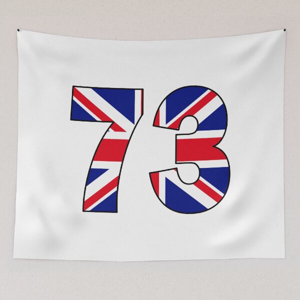 Item preview, Number 73 with UK flag on the background designed and sold by AllShirts21.