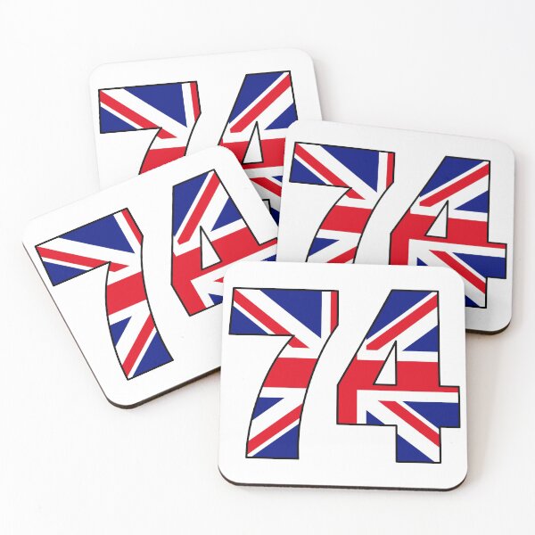 Item preview, Number 74 with UK flag on the background designed and sold by AllShirts21.