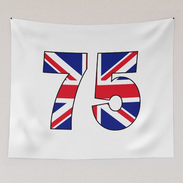 Item preview, Number 75 with UK flag on the background designed and sold by AllShirts21.