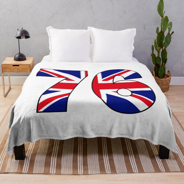 Item preview, Number 76 with UK flag on the background designed and sold by AllShirts21.