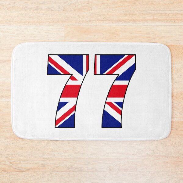 Item preview, Number 77 with UK flag on the background designed and sold by AllShirts21.