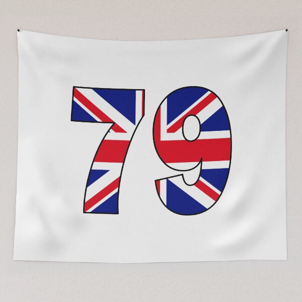 Item preview, Number 79 with UK flag on the background designed and sold by AllShirts21.
