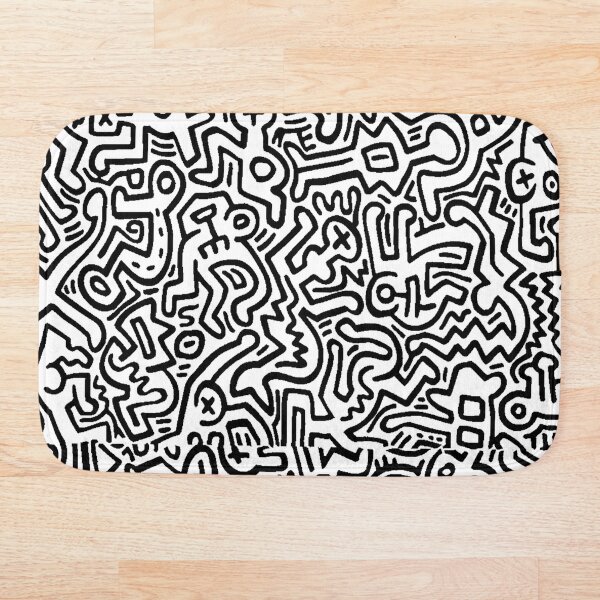 pattern black and white Bath Mat