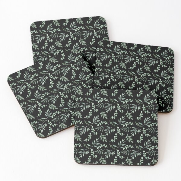Item preview,  Eucalyptus leaves pattern on black designed and sold by adiosmillet.