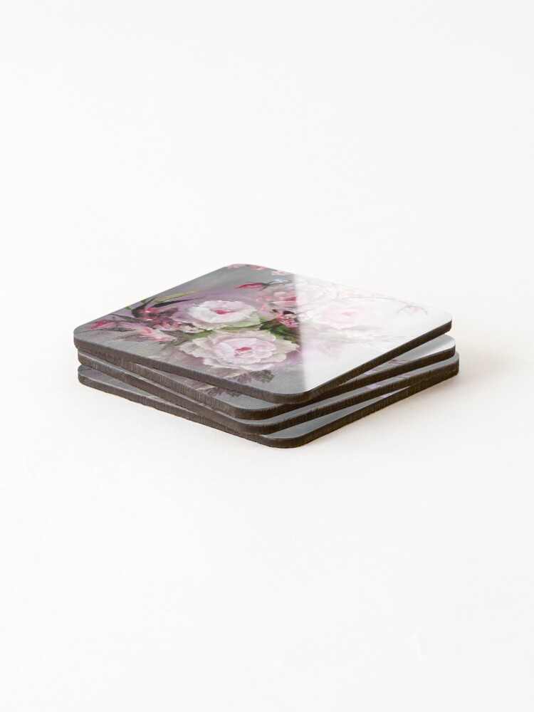 Thumbnail 4 of 5, Coasters (Set of 4), Pink Roses designed and sold by DiensDesign.
