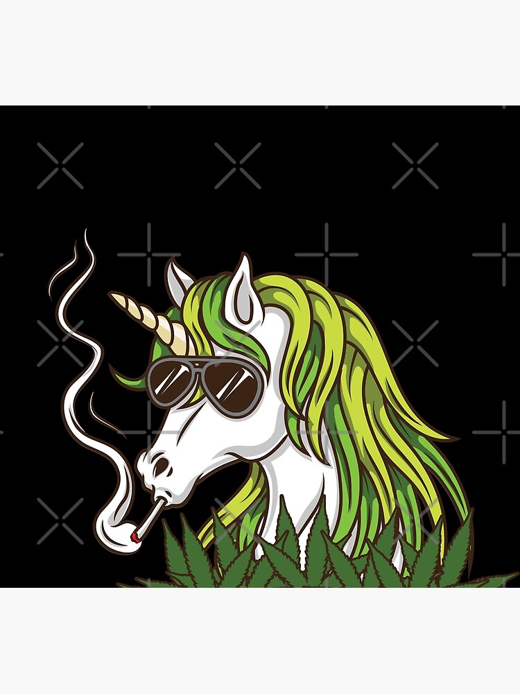 Disover Cool Unicorn Smoking Weed - Marijuana Leaves Premium Matte Vertical Poster