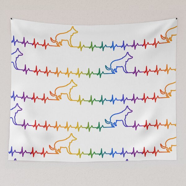 Item preview, Dog Heartbeat Pattern in Rainbow designed and sold by belly-e-luna.