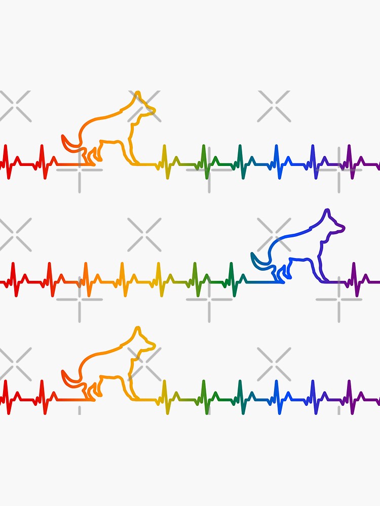 "Dog Heartbeat Pattern in Rainbow" Sticker for Sale by bellyeluna