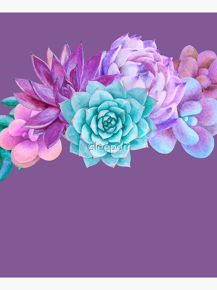 Watercolor bouquet with purple succulents by sleeperr