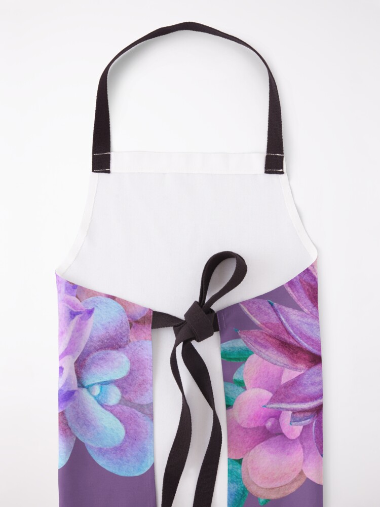 Alternate view of Watercolor bouquet with purple succulents Apron