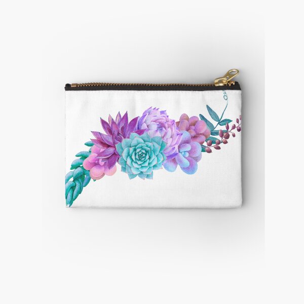 Artikelvorschau, Aquarellstrauß mit lila Sukkulenten entworfen und verkauft von sleeperr.
