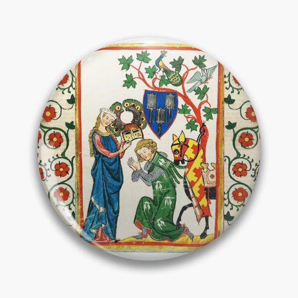 Item preview, KNIGHT BEING ARMED BY HIS LADY,GERMAN MEDIEVAL MINIATURE WITH WILD ROSES designed and sold by BulganLumini.