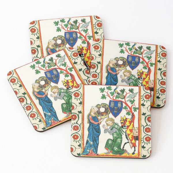 Item preview, KNIGHT BEING ARMED BY HIS LADY,GERMAN MEDIEVAL MINIATURE WITH WILD ROSES designed and sold by BulganLumini.