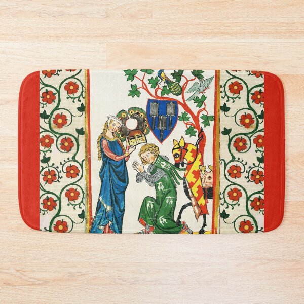 Item preview, KNIGHT BEING ARMED BY HIS LADY,GERMAN MEDIEVAL MINIATURE WITH WILD ROSES designed and sold by BulganLumini.