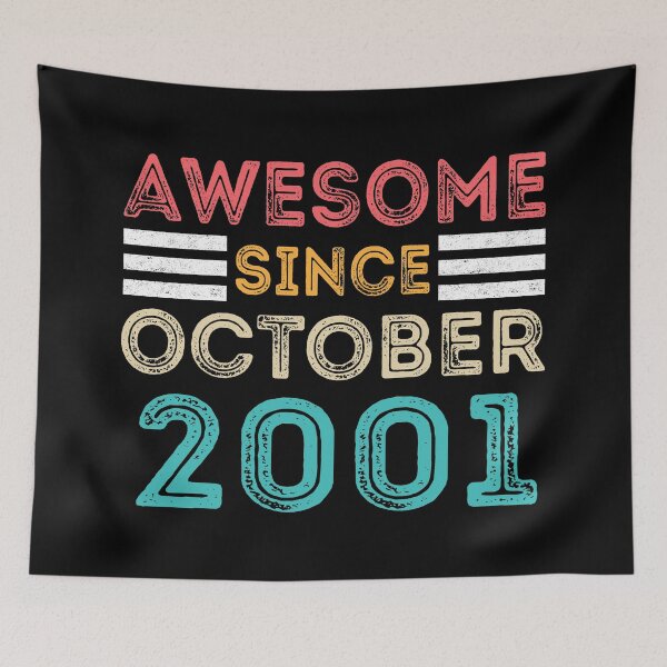 Item preview, Retro Vintage 19th Birthday - Awesome Since October 2001 designed and sold by meedTee.