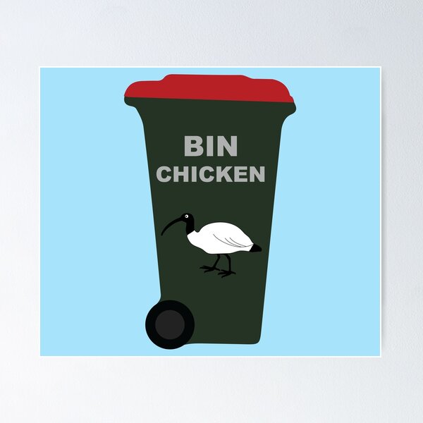 Item preview, Rubbish Bin Chicken on Blue designed and sold by Digitaldingo.