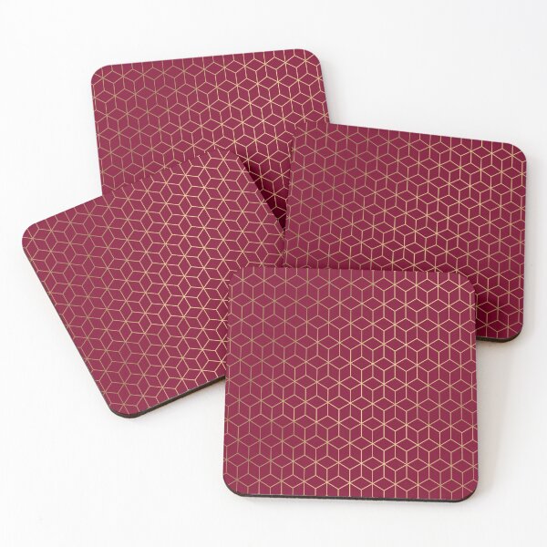 Item preview, Wine Red Cherry Red Gold Geometric Pattern designed and sold by Vic Torys ☆.