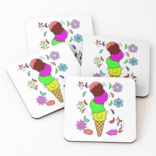 Item preview, Kawaii Ice Cream Cone Four Flavor Illustration designed and sold by vineeth.