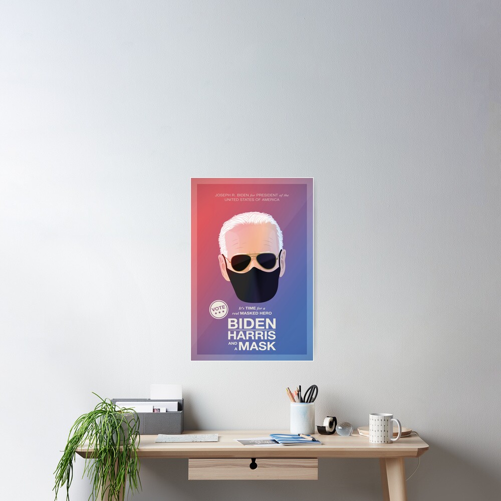 BIDEN HARRIS and a MASK (red) Poster