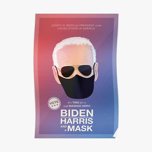 BIDEN HARRIS and a MASK (red) Poster