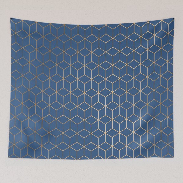 Item preview, Classic Blue Gold Geometric Pattern designed and sold by Vic Torys ☆.