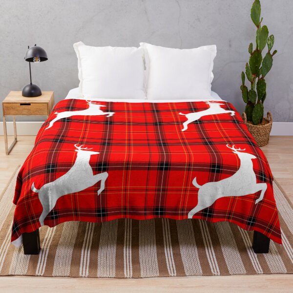 Item preview, Red Plaid with White Deer Silhouette designed and sold by MaryaMeerkat.