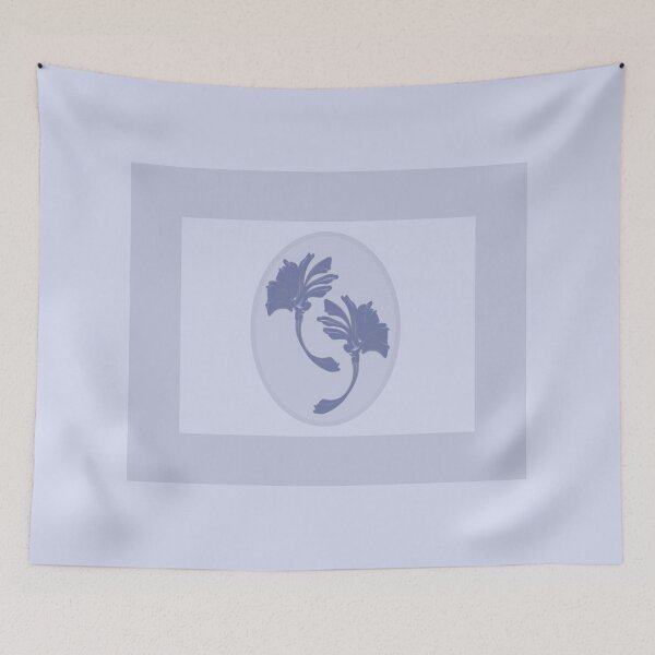 Item preview, Shades of blue with a beautiful floral design in an oval frame designed and sold by PetaJaneHome.