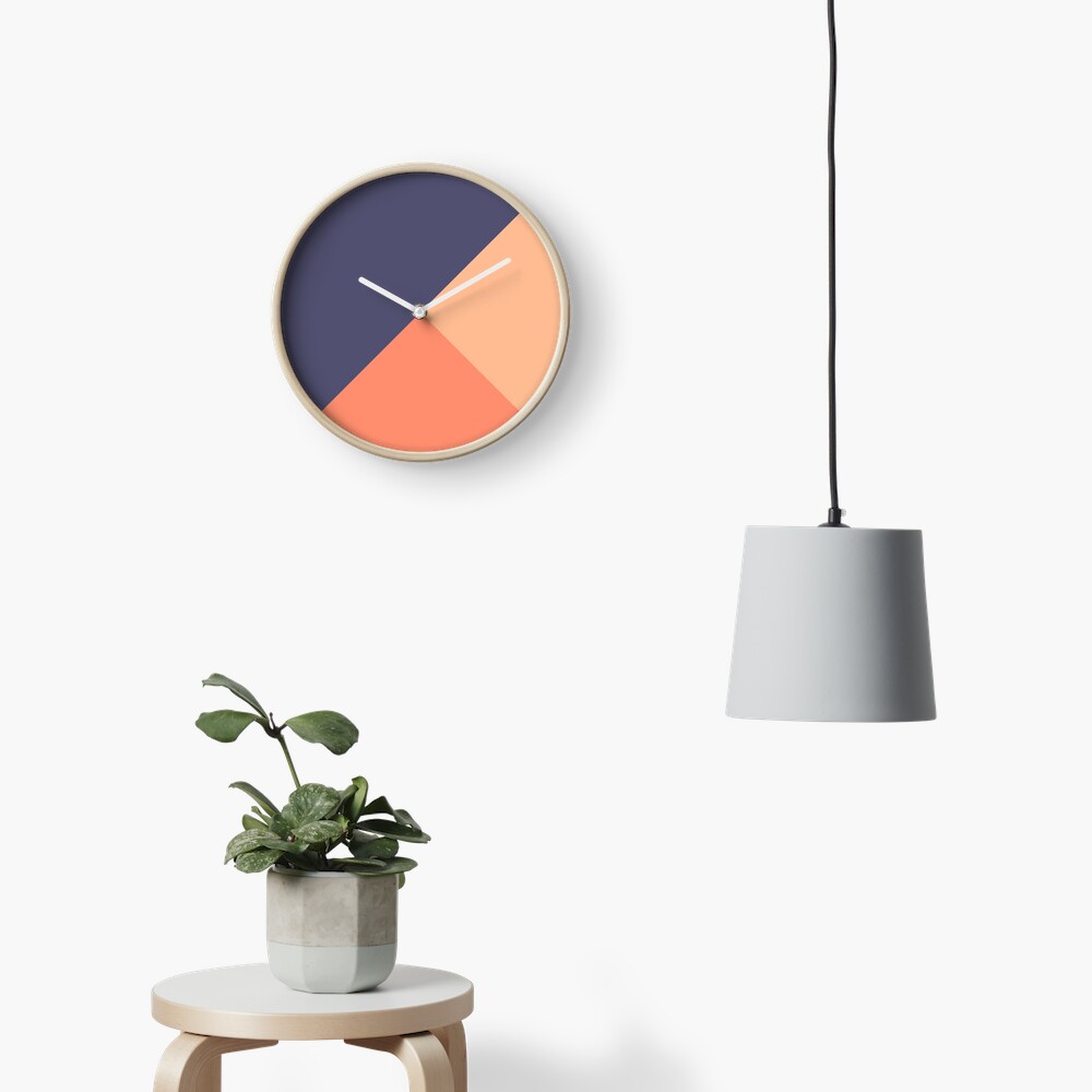 Geometric Blue Salmon Clock