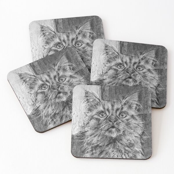 Item preview, Fluffy Cat in Charcoal designed and sold by FineLineStudio.
