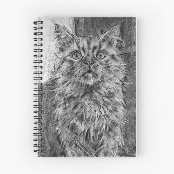Item preview, Fluffy Cat in Charcoal designed and sold by FineLineStudio.