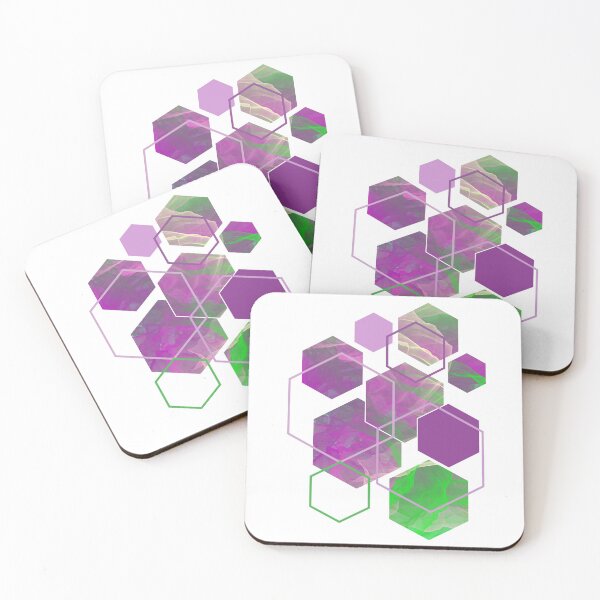 Item preview, Neon Green Purple Hexagonal Modern designed and sold by Shapes-Mania.