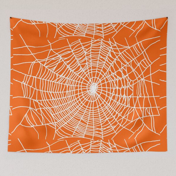 Item preview, Spider Web Creepy cute design in orange and white - Halloween designed and sold by MadandMean.