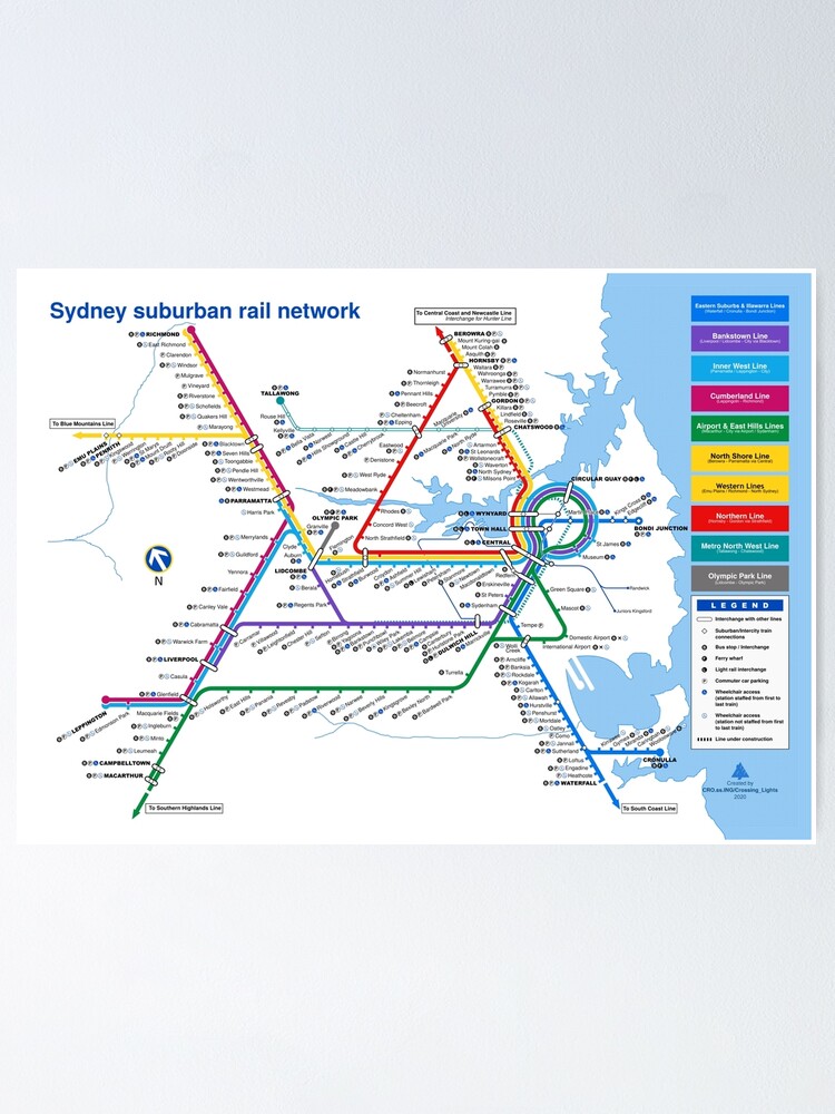 Alternate view of Sydney Suburban Railway Diagram - 2000 Style Poster